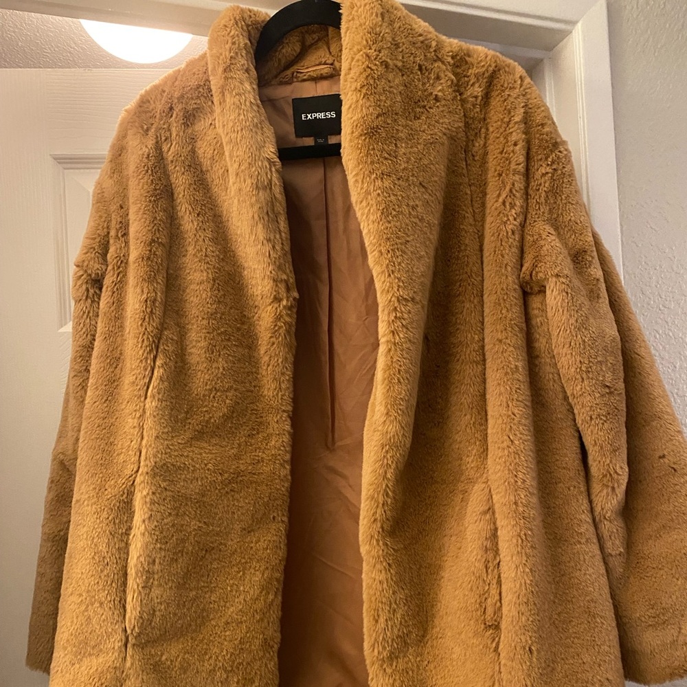 Brown faux fur jacket